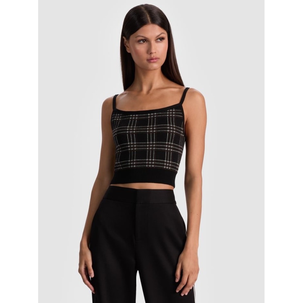Alice + Olivia Maude Plaid Knit Tank Top bralette – XS